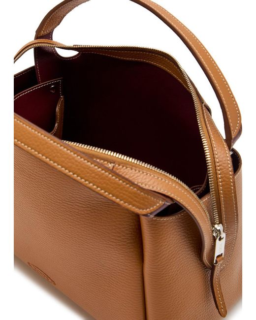 Tod's Brown Grained Leather Top Handle Bag