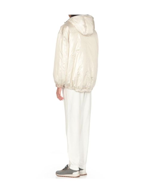 Brunello Cucinelli White Double-Sided Hooded Down Jacket