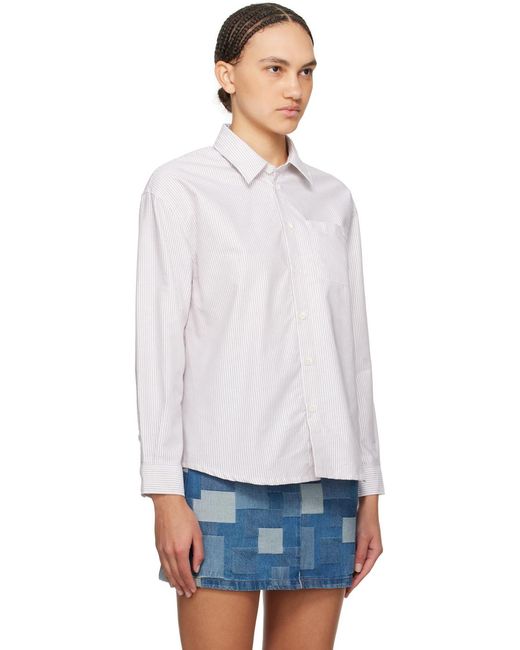 A.P.C. White Greg Striped Long-Sleeve Shirt