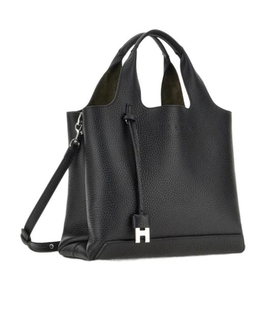 Hogan Black H Logo Charm Shopping Bag
