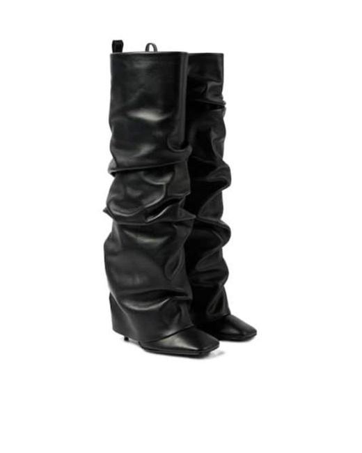 The Attico Black Rea Leather Knee-High Boots