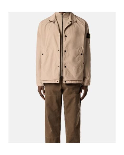 Stone Island Natural Logo Patch Buttoned Jacket for men