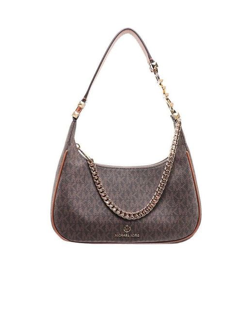 Michael Kors Gray Michael Logo Lettering Monogram Patterned Shoulder Bag