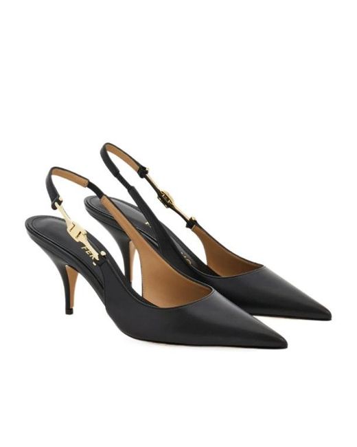 Ferragamo Metallic F Buckle Slingback Pump