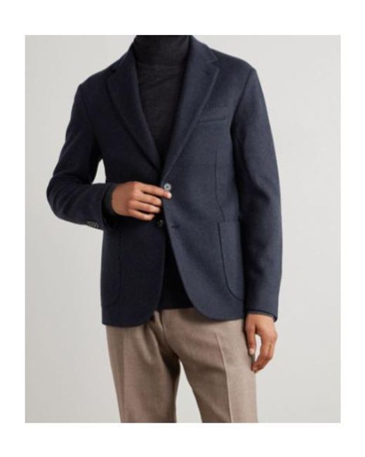 Loro Piana Blue Long-Sleeved Suit Jacket for men
