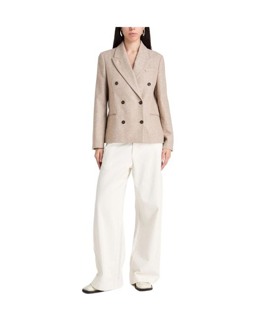 Brunello Cucinelli Natural Double- Blazer
