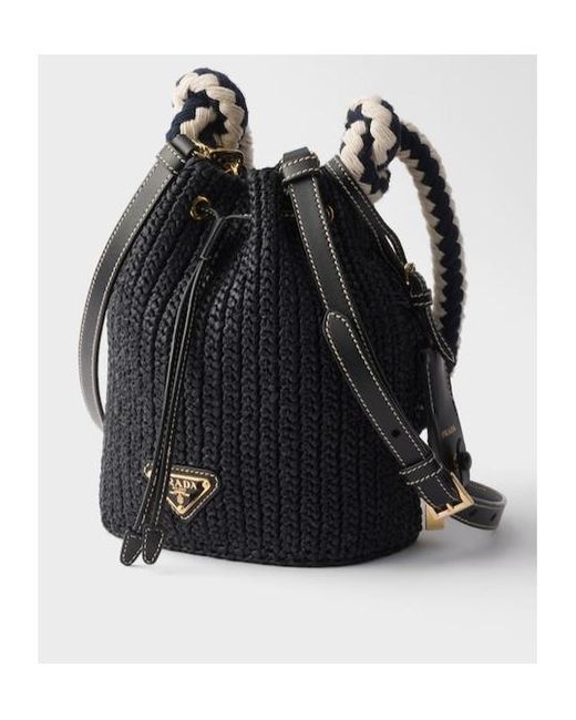 Prada Black Crochet Mini Bucket Bag