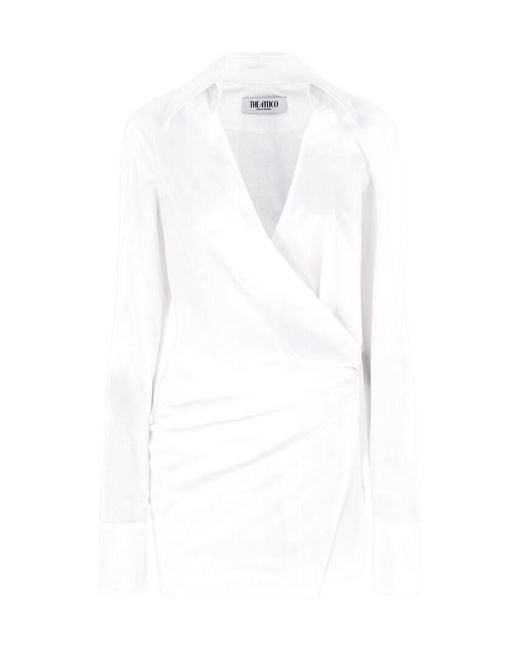 The Attico White The V-Neck Shirt Dress