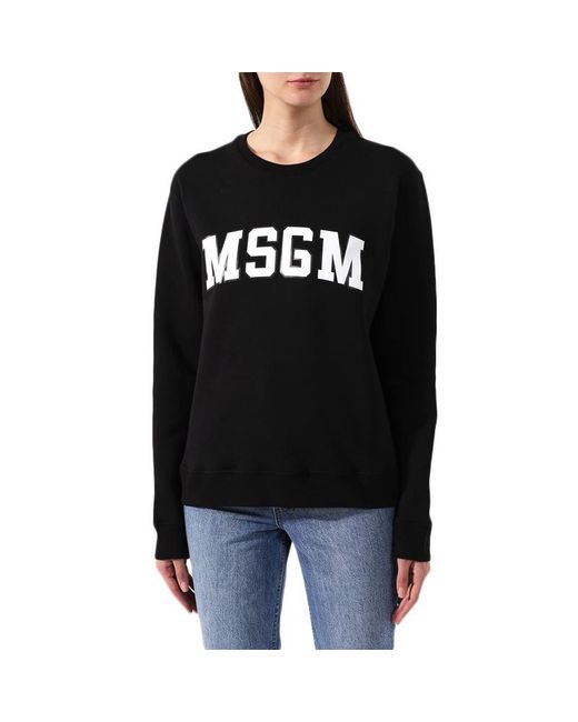 MSGM Black Printed Logo Sweater