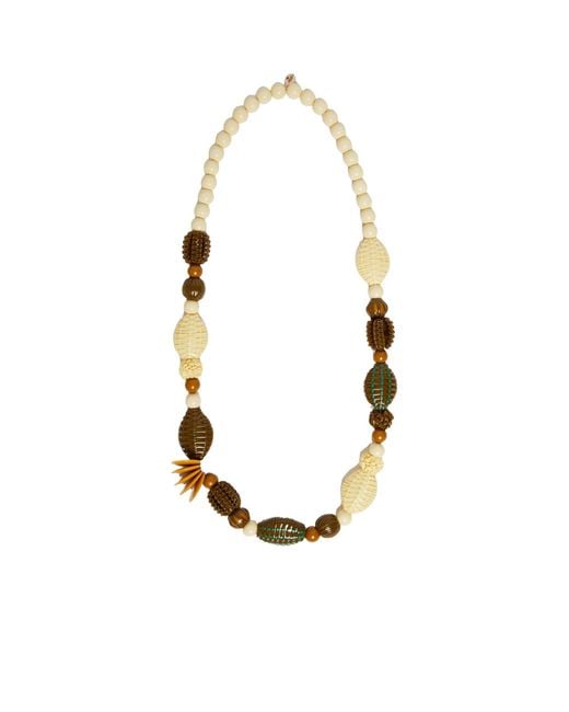Weekend by Maxmara White Bead-Embellished Necklace