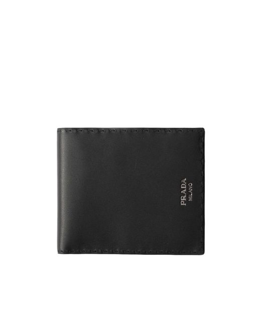 Prada Black Antiqued-Leather Wallet