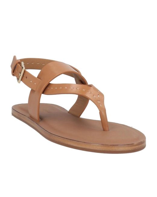 Max Mara Brown Solid-Color Leather Sandals