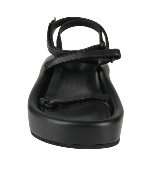 MM6 by Maison Margiela Black Leather Platform Sandals