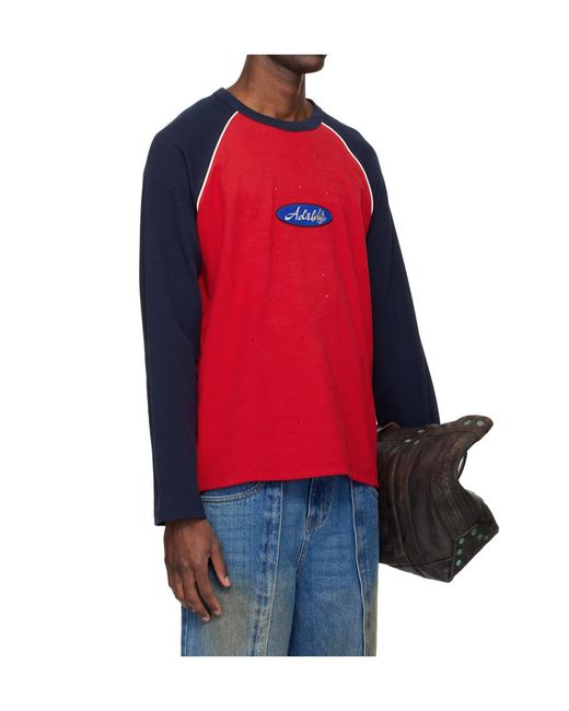 ANDERSSON BELL Red Color-Blocked Raglan Long-Sleeved T-Shirt for men