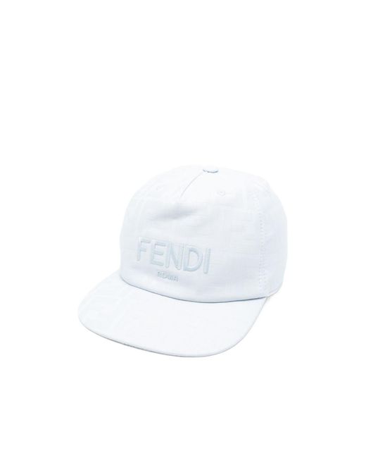 Fendi White Ff-Jacquard Cap