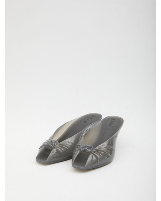Chloé Gray Chloé Knotted Jelly-Heel Mules