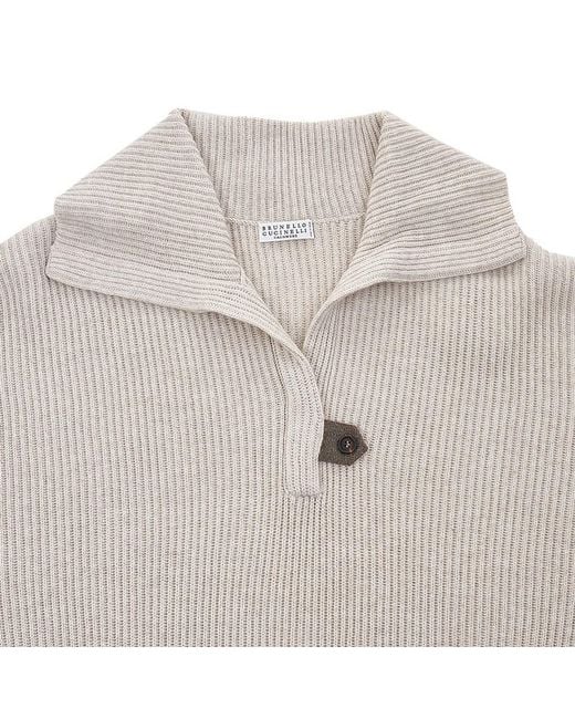 Brunello Cucinelli Gray Long-Sleeved Sweater for men