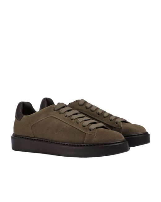 Doucal's Brown Lace-Up Sneakers for men