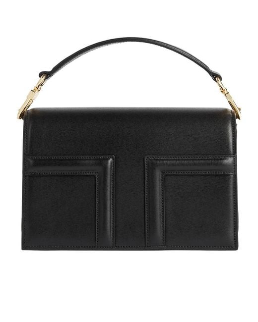 Totême Black Totême T-Flap Mini Tote Bag