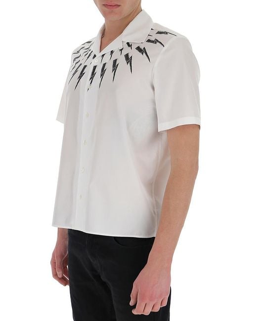 Neil Barrett White Logo Printed Shirt for men