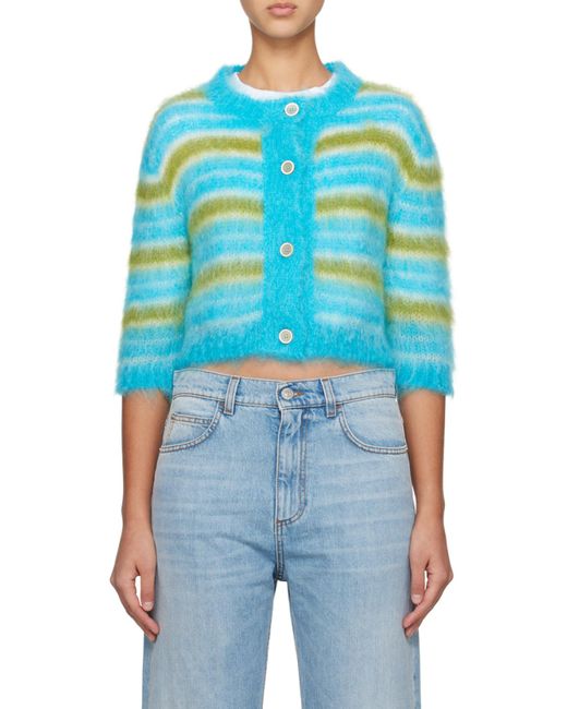 Marni Blue Striped Button Down Cardigan