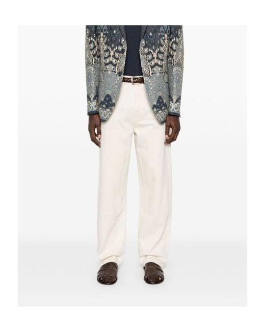 Alanui White Straight Leg Denim Pants for men