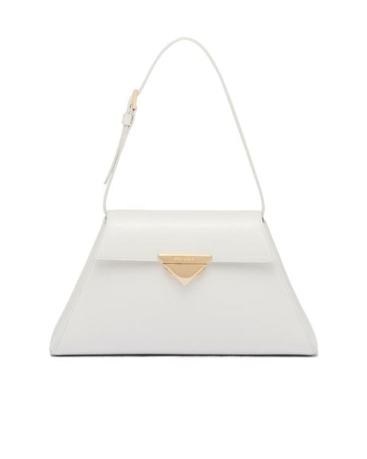 Prada White Brushed Calf Leather Handbag