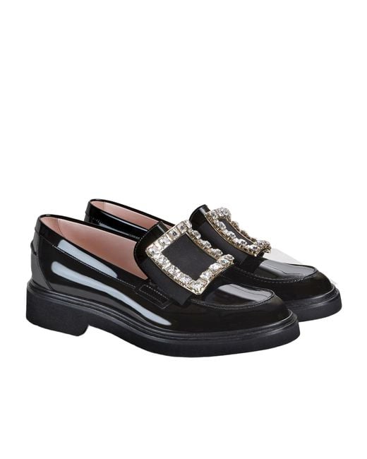 Roger Vivier Black Embellished Slip-On Loafers