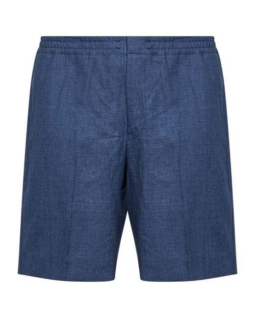 Zegna Blue Tailored Drawstring Shorts for men
