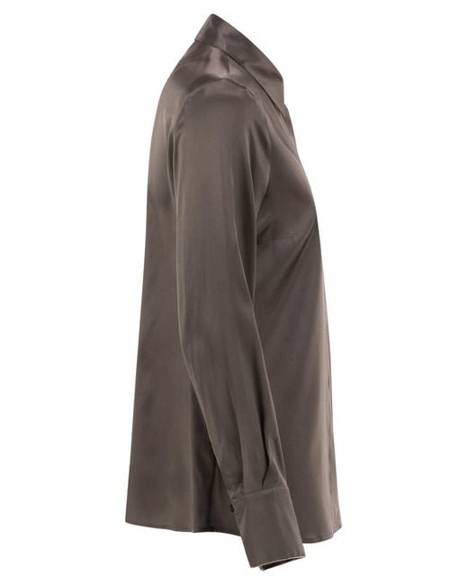 Peserico Brown Long-Sleeve Button-Up Shirt