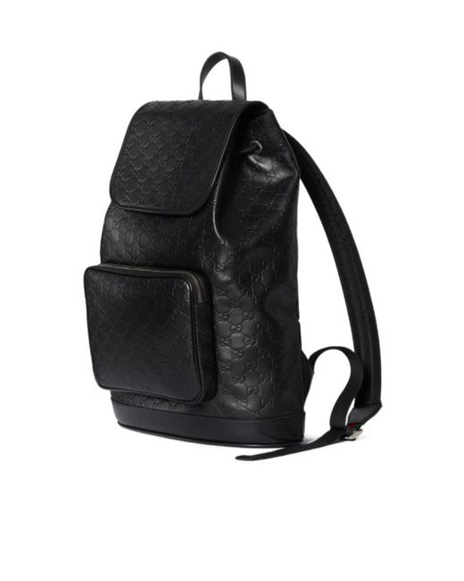 Gucci Black Gg Emblem Medium Backpack for men