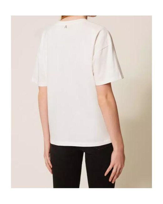 Twinset White Ruffled-Tulle T-Shirt