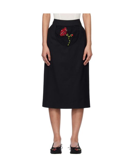 Simone Rocha Black Embellished Flower Peek-A-Boo Skirt