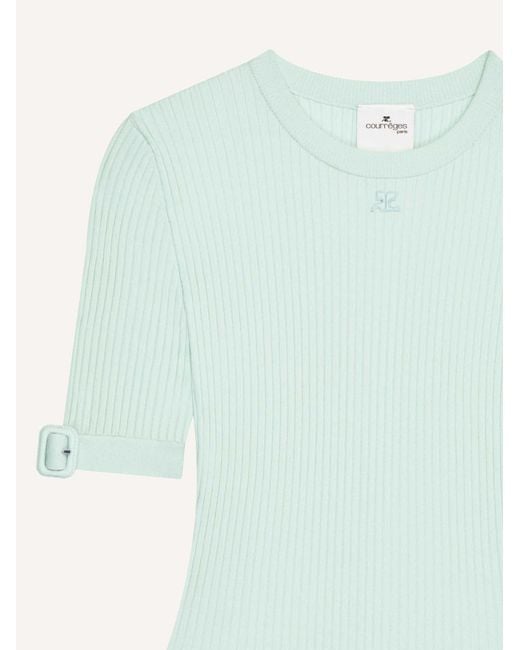Courreges White Courrèges Buckle Knitted T-Shirt