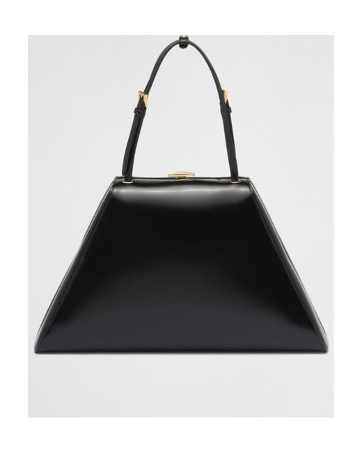 Prada Black Medium Brushed Leather Handbag