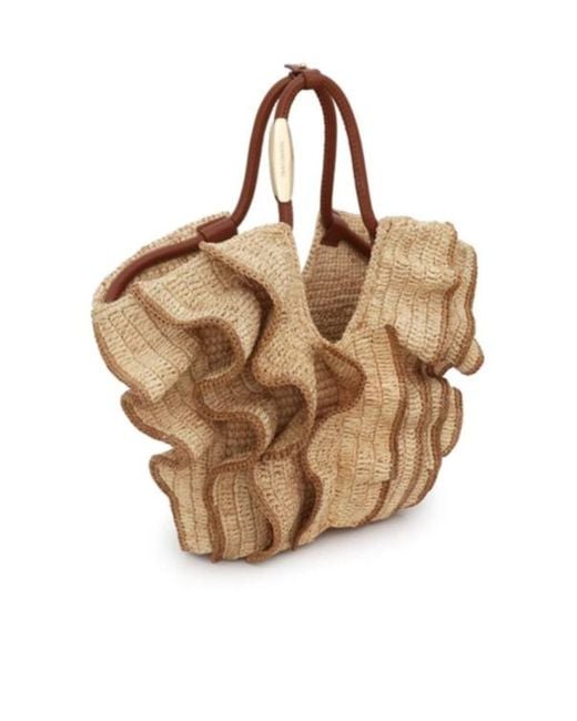 Zimmermann Natural Goldentime Ruffled Tote Bag