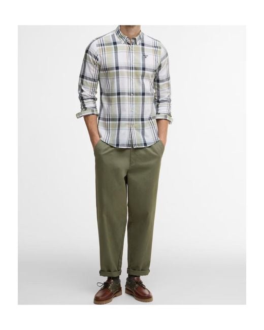 Barbour Gray Logo Plaid Shirt for men