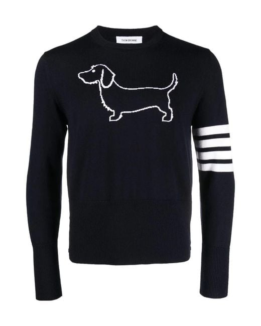 Thom Browne Blue 4-Bar Stripe Crewneck Jumper for men
