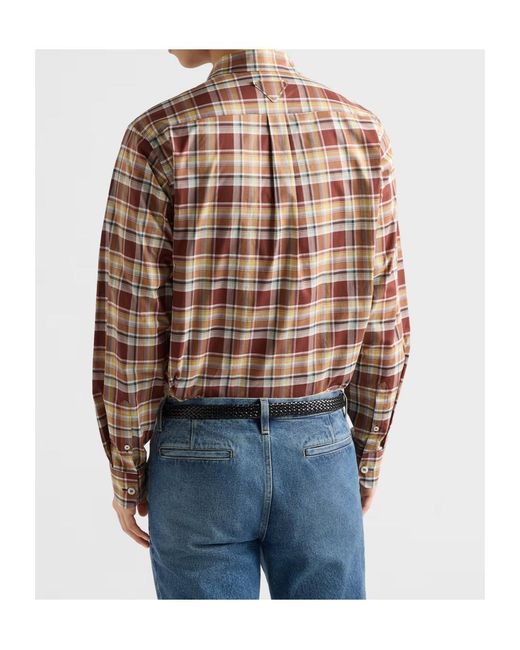 Prada Brown Checked Cotton Shirt for men