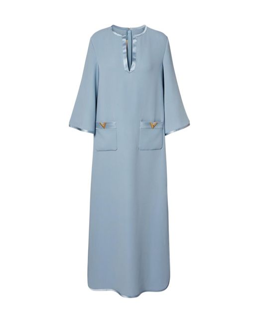 Valentino Blue Vgold Silk Maxi Dress