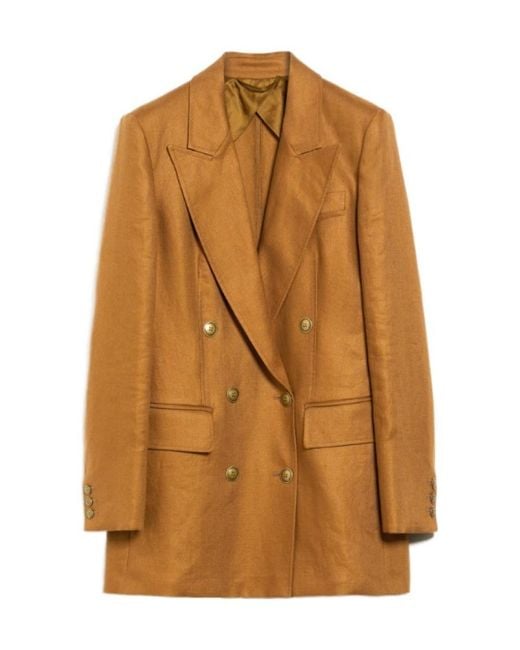 Max Mara Brown Verace Double-Breasted Blazer