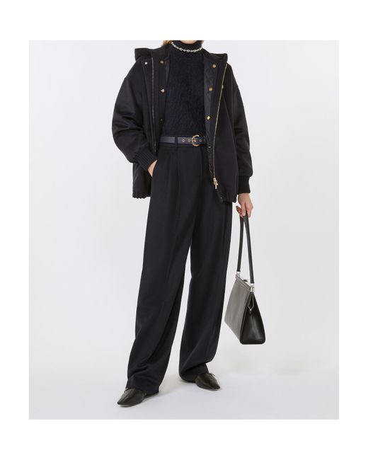 Max Mara Blue Studio Derris Drawstring Long-Sleeved Coat