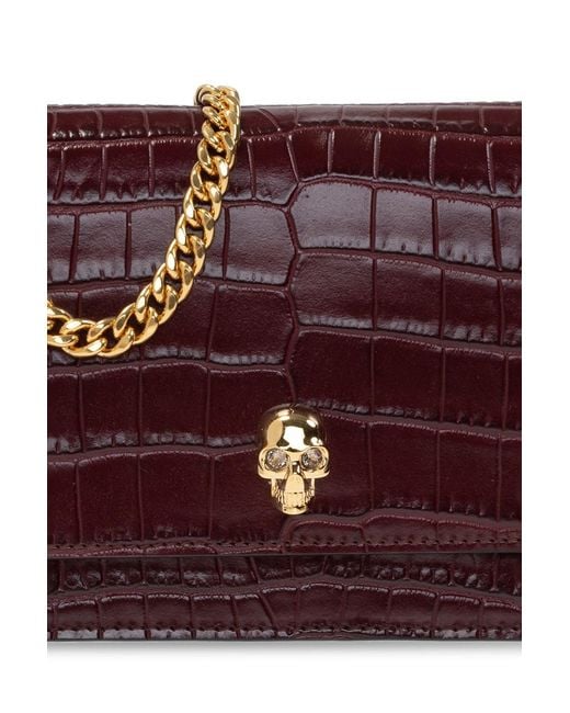 McQueen Gray Skull Embossed Crossbody Bag
