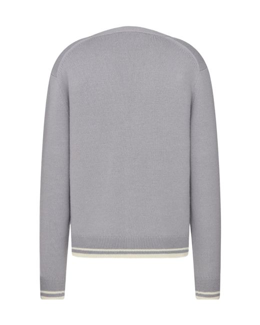 Dior Gray Logo Embroidered Button-Up Cardigan for men