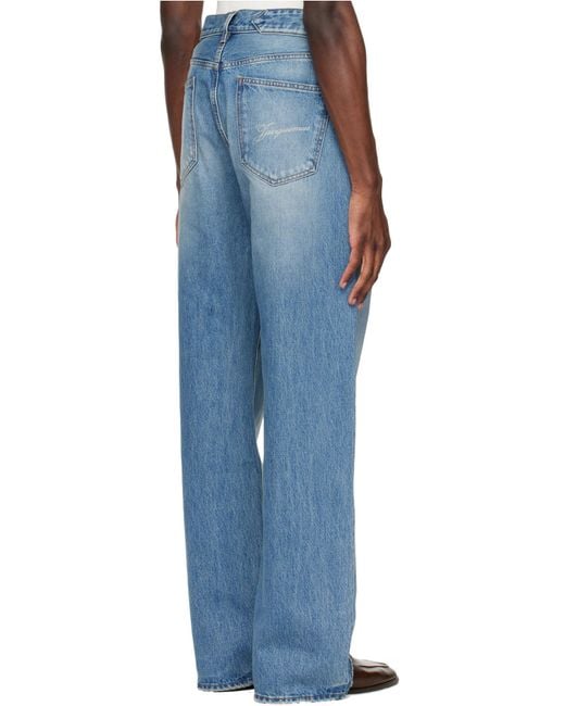 Jacquemus Blue Mid-Rise Straight-Leg Jeans for men