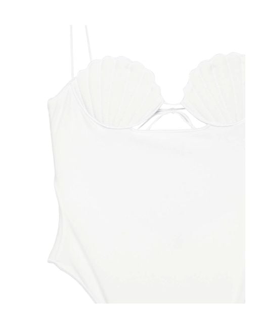 Oseree White Bridal Shell Swimsuit