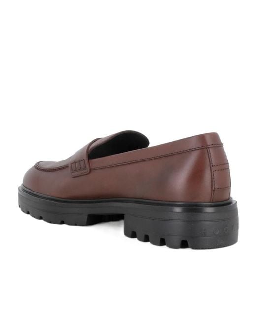 Hogan Brown H673 Round-Toe Loafers for men