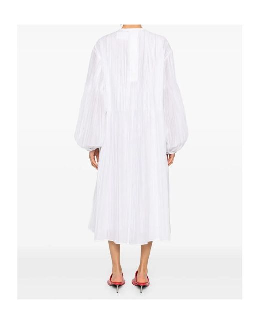 Jil Sander White Pleated Midi Dress