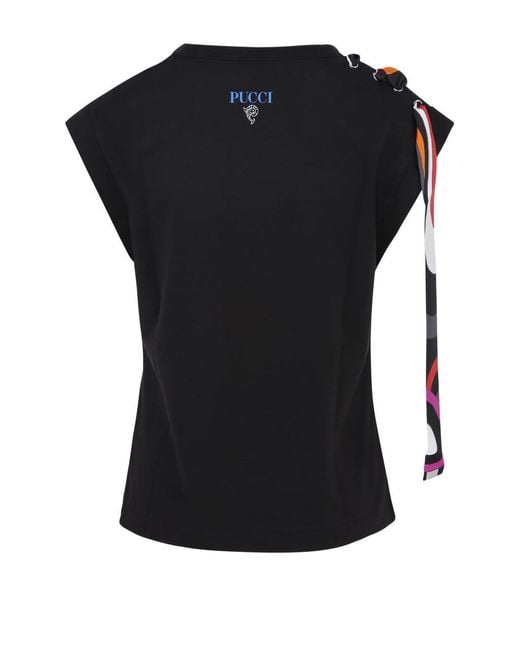 Emilio Pucci Black Iride-Print Cotton Top