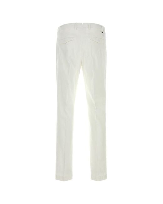 Pt Pantaloni White Casual Trousers With Belt Loops for men